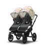 Bugaboo Donkey 5 Twin bassinet and seat stroller black base, grey mélange fabrics, art of discovery white sun canopy - Thumbnail Slide 12 of 15