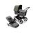 Bugaboo Fox 3 bassinet and seat stroller with graphite frame, grey melange fabrics, and forest green sun canopy. - Thumbnail Slide 1 of 7