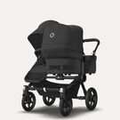 Bugaboo Donkey 5 Duo double stroller black base, midnight black fabrics, midnight black sun canopy