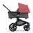 Side view of the Bugaboo Fox 5 carrycot pushchair with black chassis, grey melange fabrics and sunrise red sun canopy. - Thumbnail Slide 2 of 13