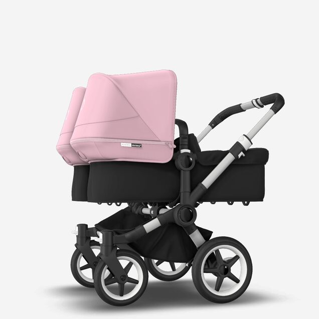 Bugaboo Donkey 3 Twin seat and bassinet stroller soft pink sun canopy, black fabrics, aluminium base - Main Image Slide 2 of 9