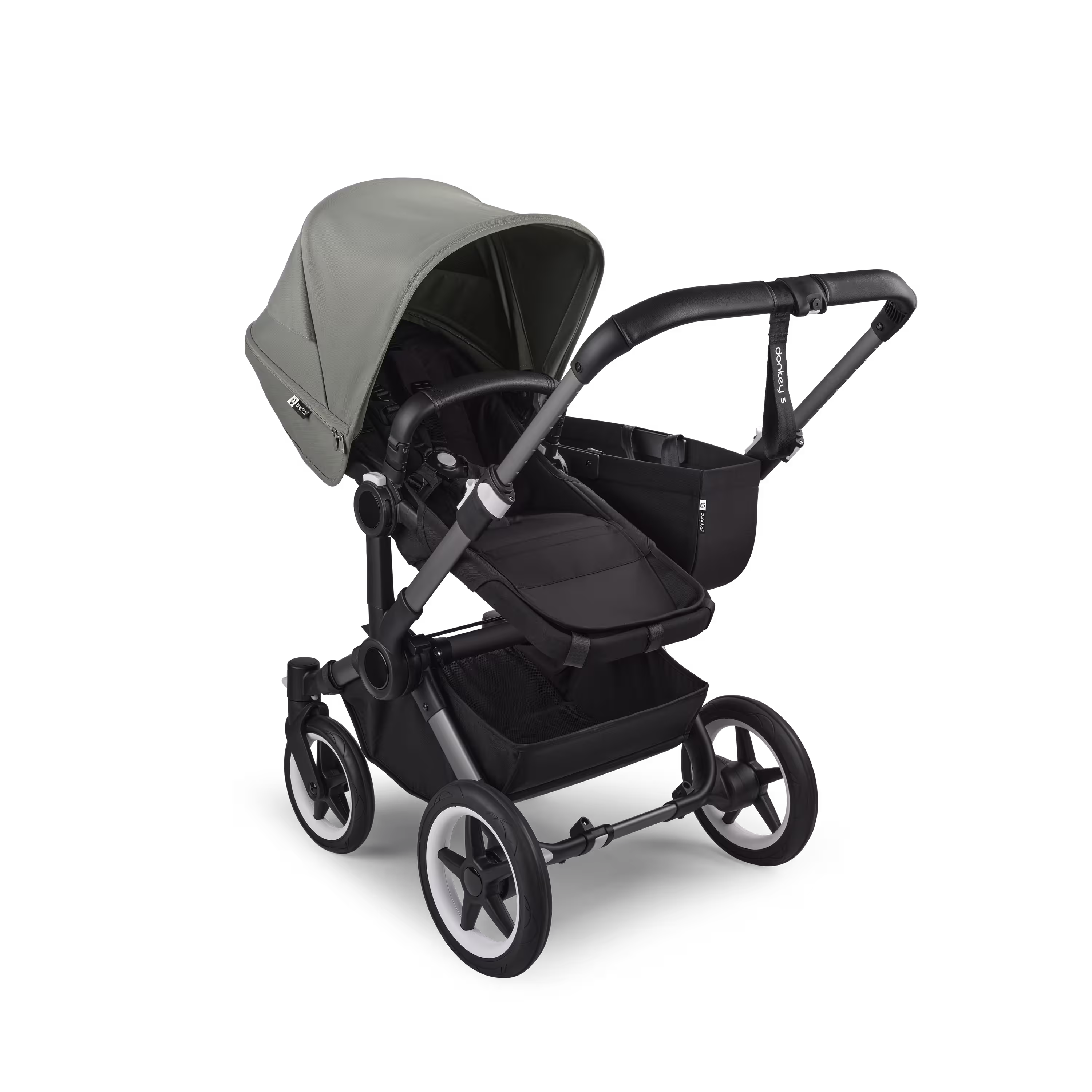 Bugaboo Donkey 5 Mono 2-in-1 stroller graphite base, midnight black fabrics, forest green sun canopy - Main Modal Image Slide 2 of 12
