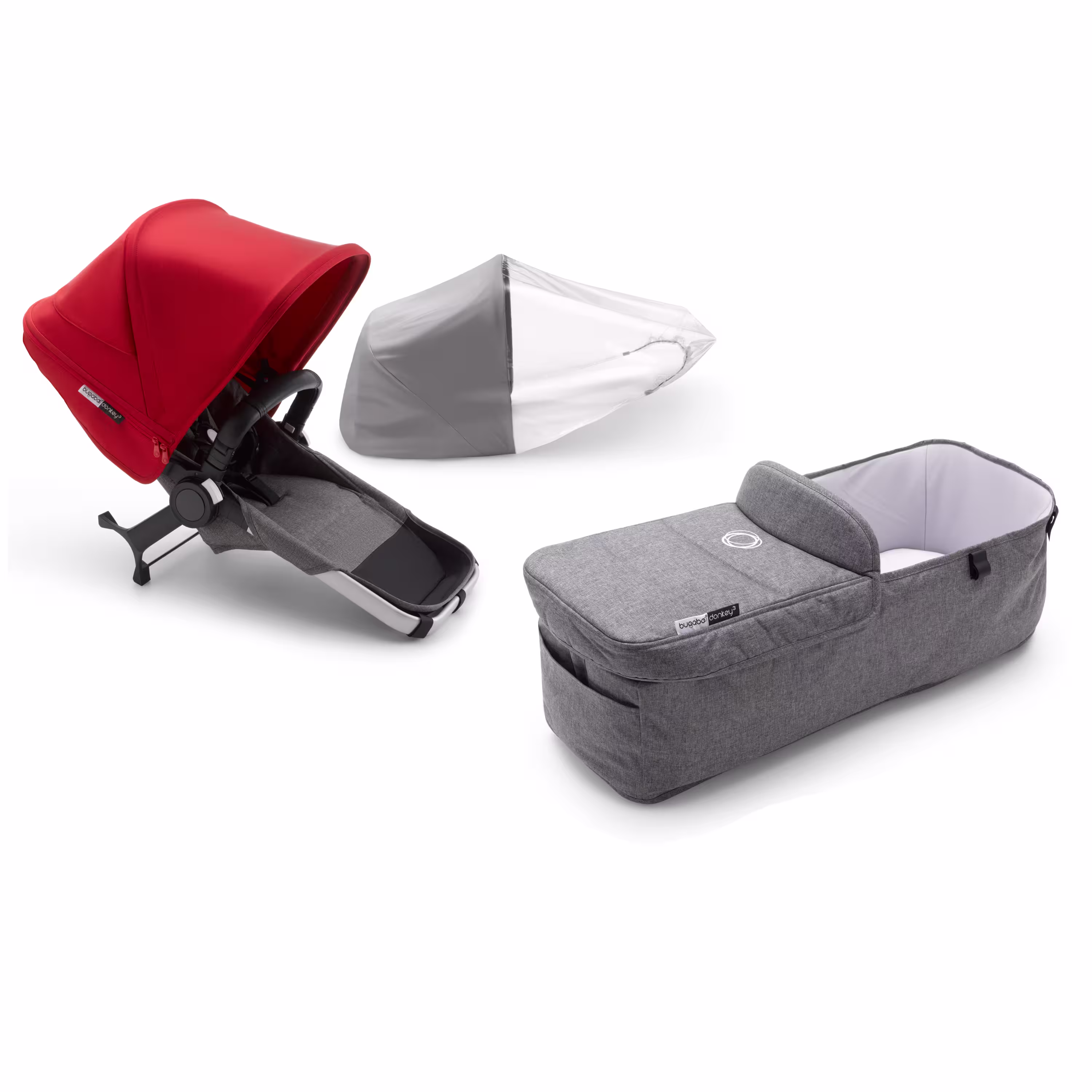 Refurbished Bugaboo Donkey3 twin extension compl ALU/GREY MELANGE-RED - Main Modal Image Slide 1 of 1
