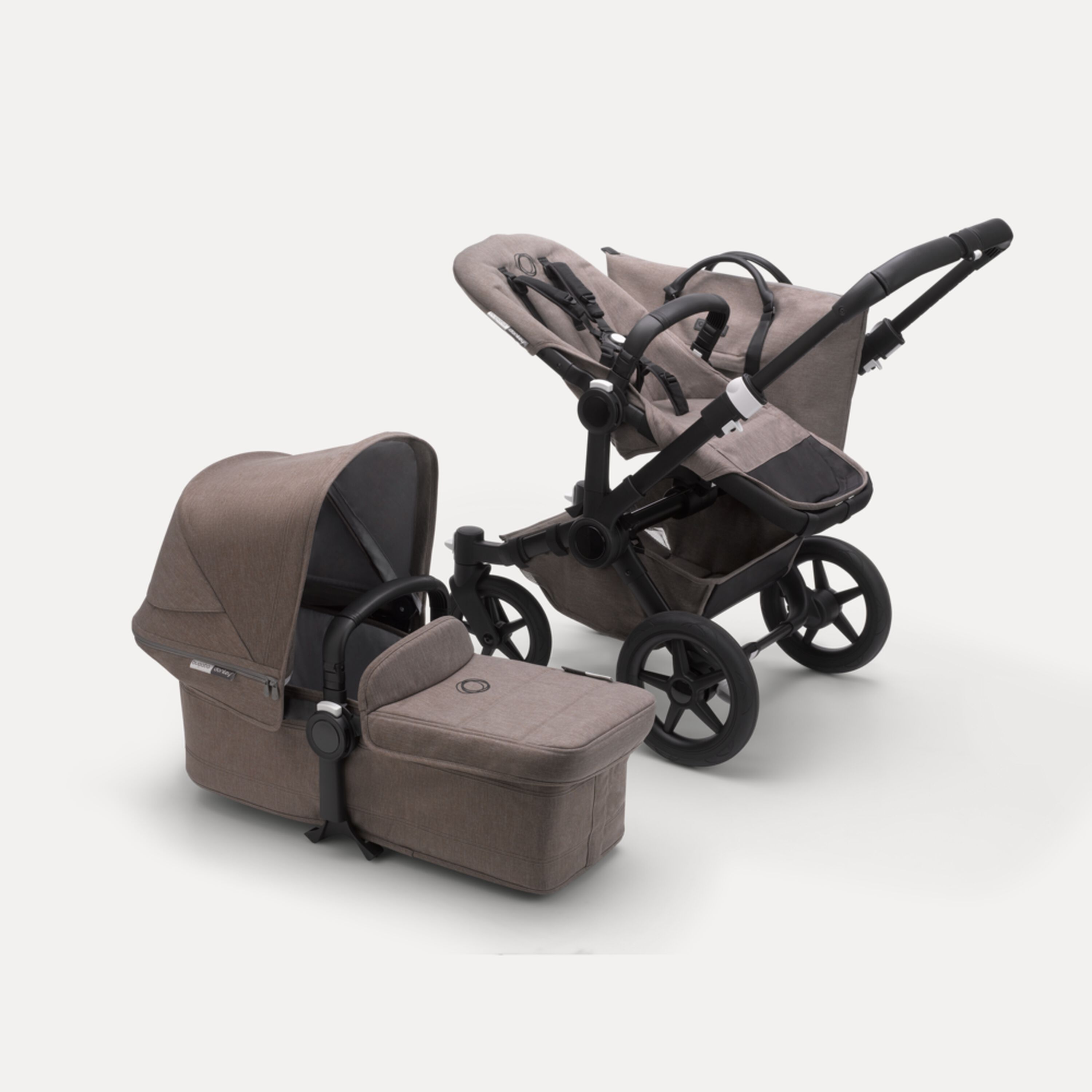 Bugaboo Donkey 3 Mono seat and carrycot pushchair mineral taupe melange sun canopy, mineral taupe melange fabrics, black base - Main Modal Image Slide 3 of 7