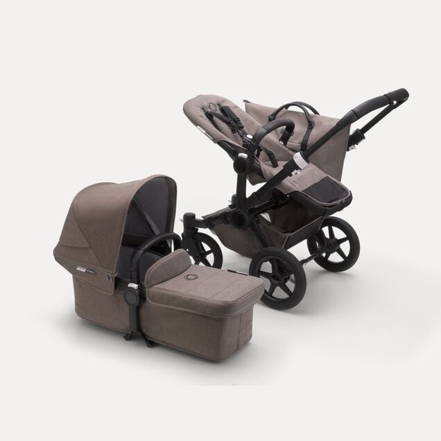 Bugaboo Donkey 3 Mono seat and carrycot pushchair mineral taupe melange sun canopy, mineral taupe melange fabrics, black base - Main Image Slide 3 of 7