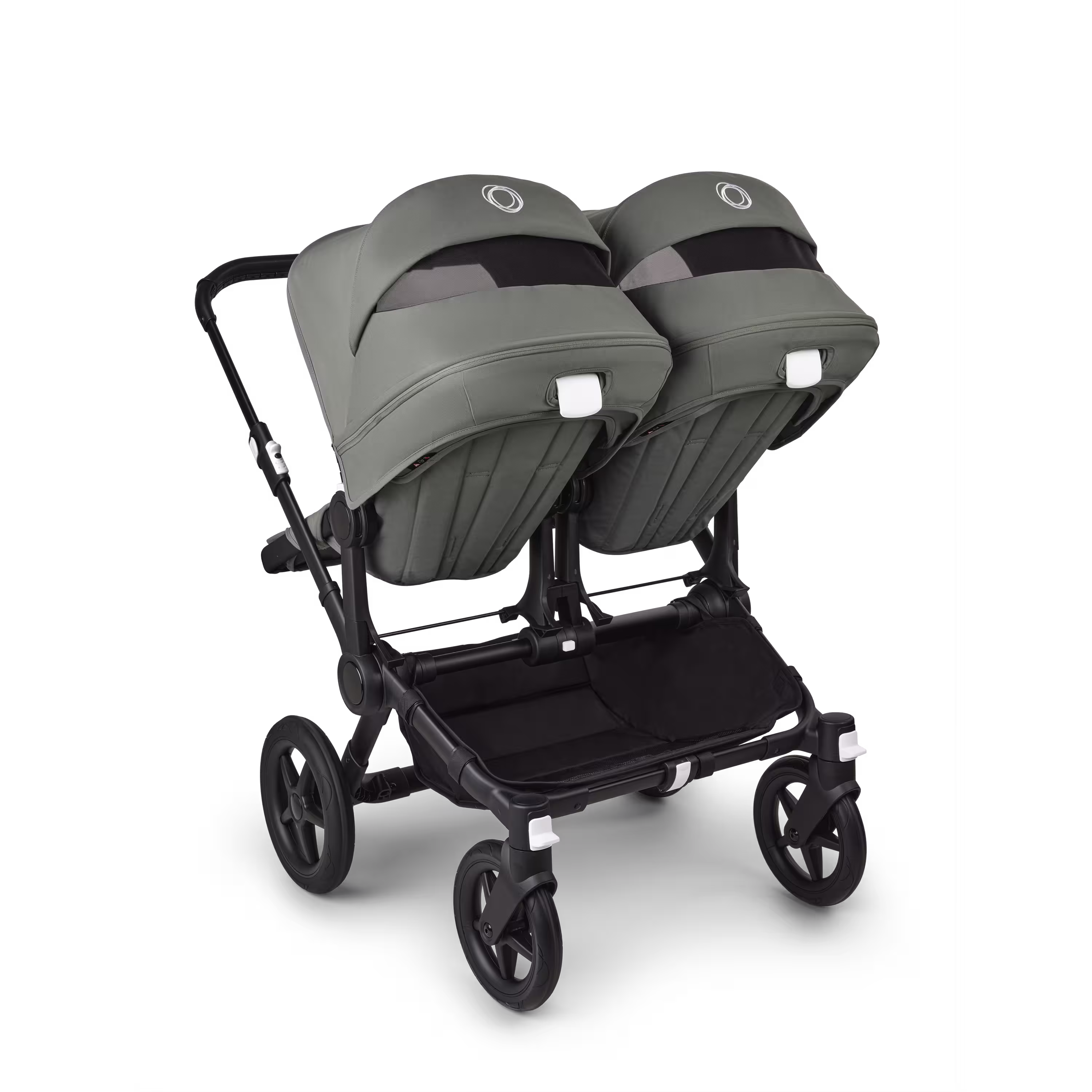 Bugaboo Donkey 5 twin stroller black base, forest green fabrics, forest green sun canopy - Main Modal Image Slide 4 of 12