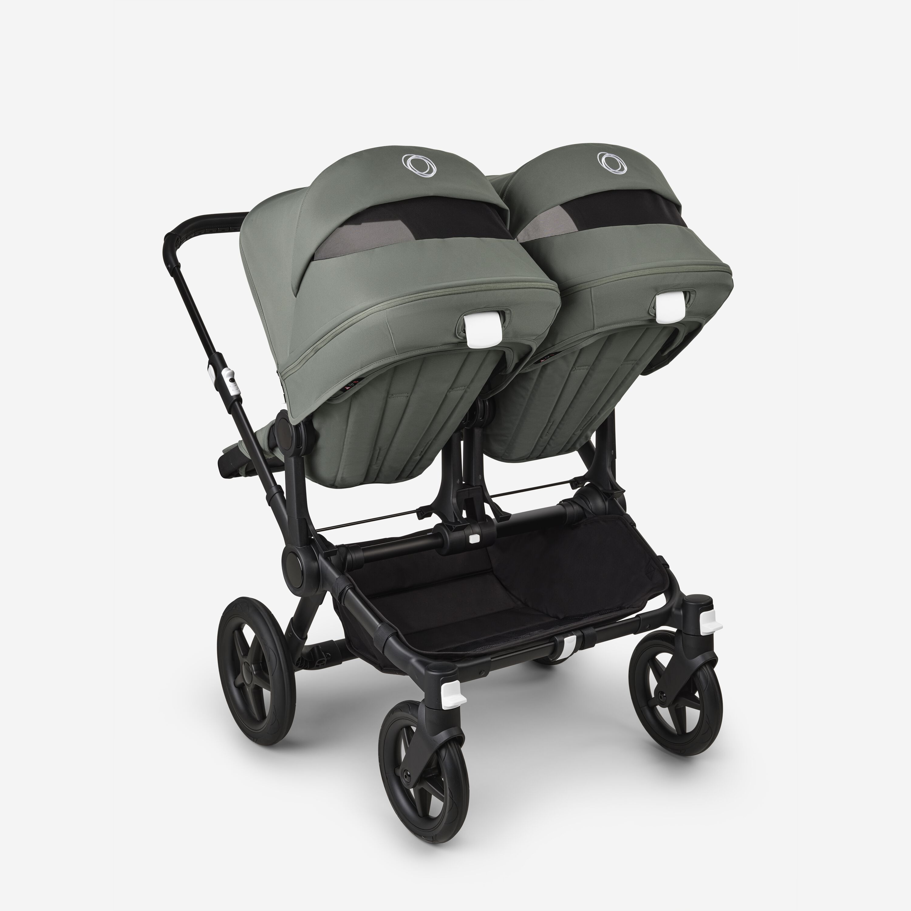 Bugaboo Donkey 5 twin stroller black base, forest green fabrics, forest green sun canopy - Main Modal Image Slide 4 of 12