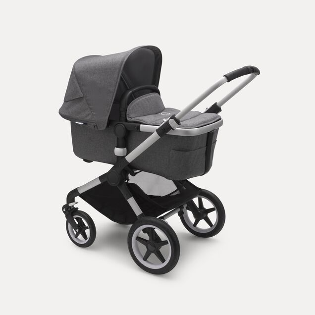 Bugaboo Fox 2 bassinet and seat pram gréy melange sun canopy, gréy melange fabrics, aluminium chassis - Main Image Slide 1 of 3