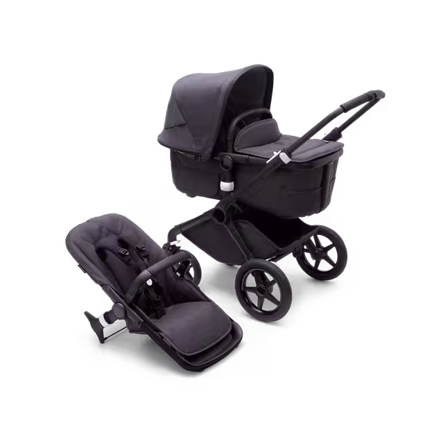 Bugaboo Fox 3 bassinet and seat stroller black base, mineral washed black fabrics, mineral washed black sun canopy - Main Image Slide 1 of 15