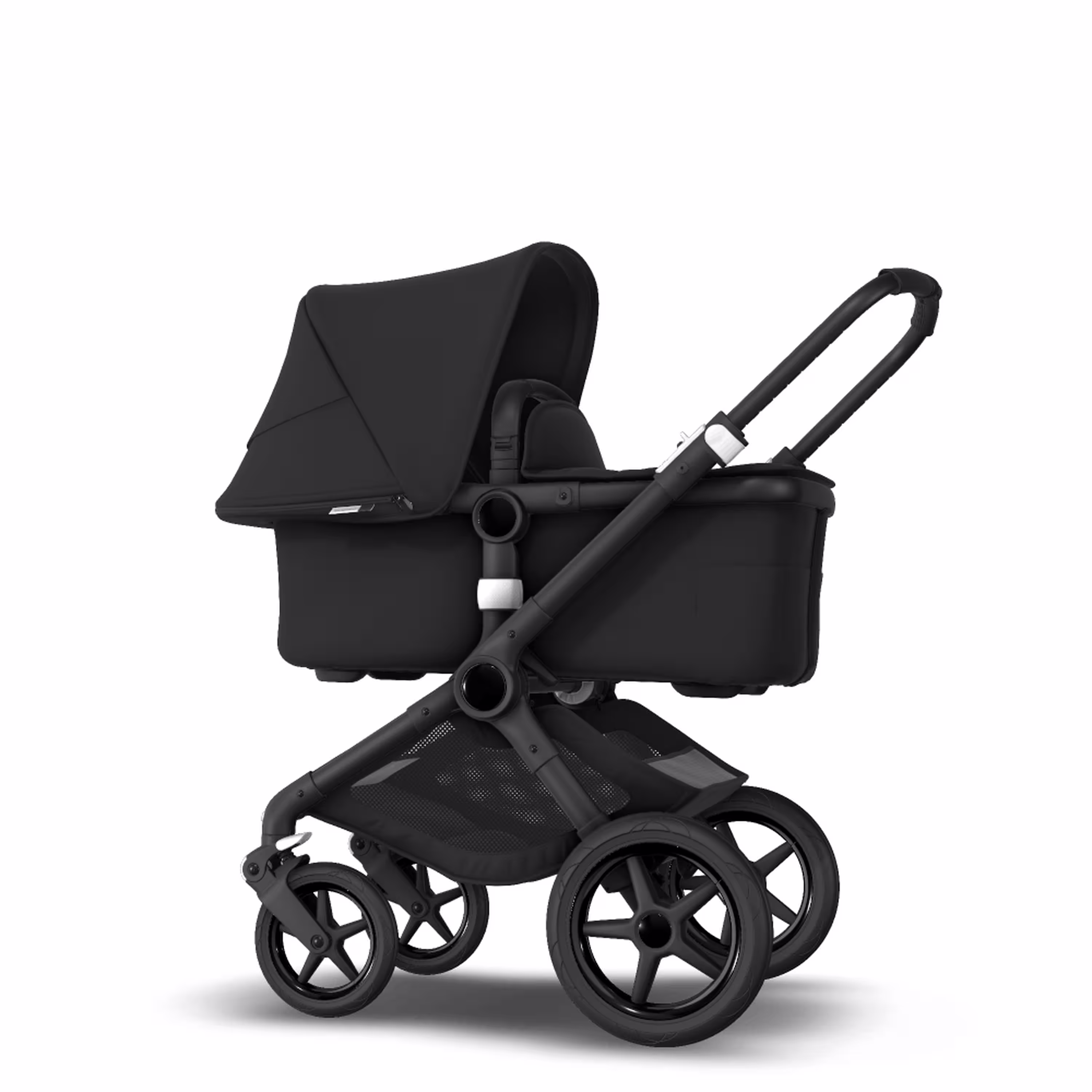 Bugaboo Fox 2 seat and bassinet pram black sun canopy, black fabrics, black chassis - Main Modal Image Slide 2 of 8