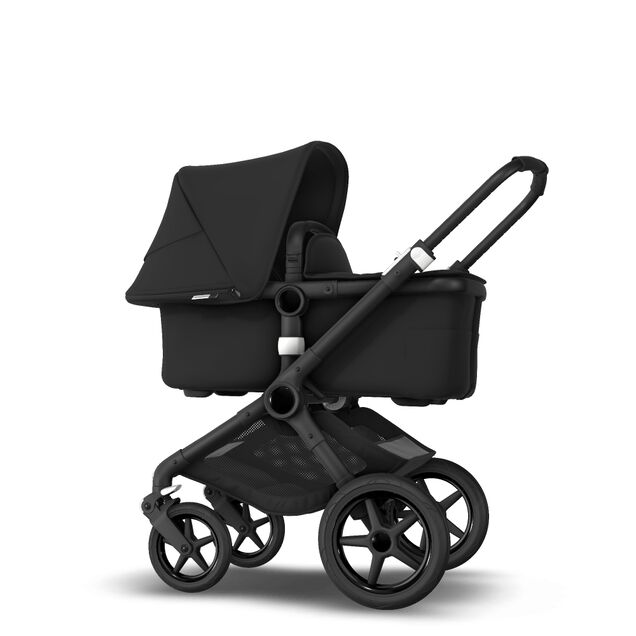 Bugaboo Fox 2 seat and bassinet pram black sun canopy, black fabrics, black chassis - Main Image Slide 2 of 8