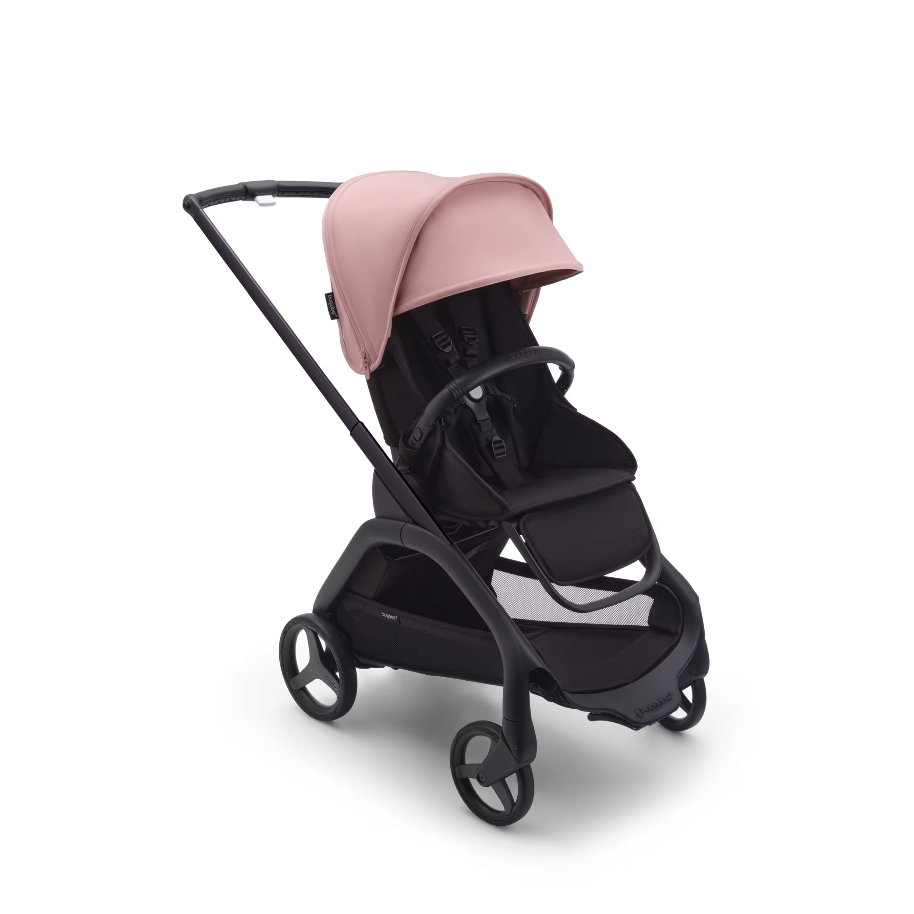 Carrito con silla Bugaboo Dragonfly con chasis negro, fundas negro medianoche y capota rosa amanecer. - Main Modal Image Slide 1 of 16