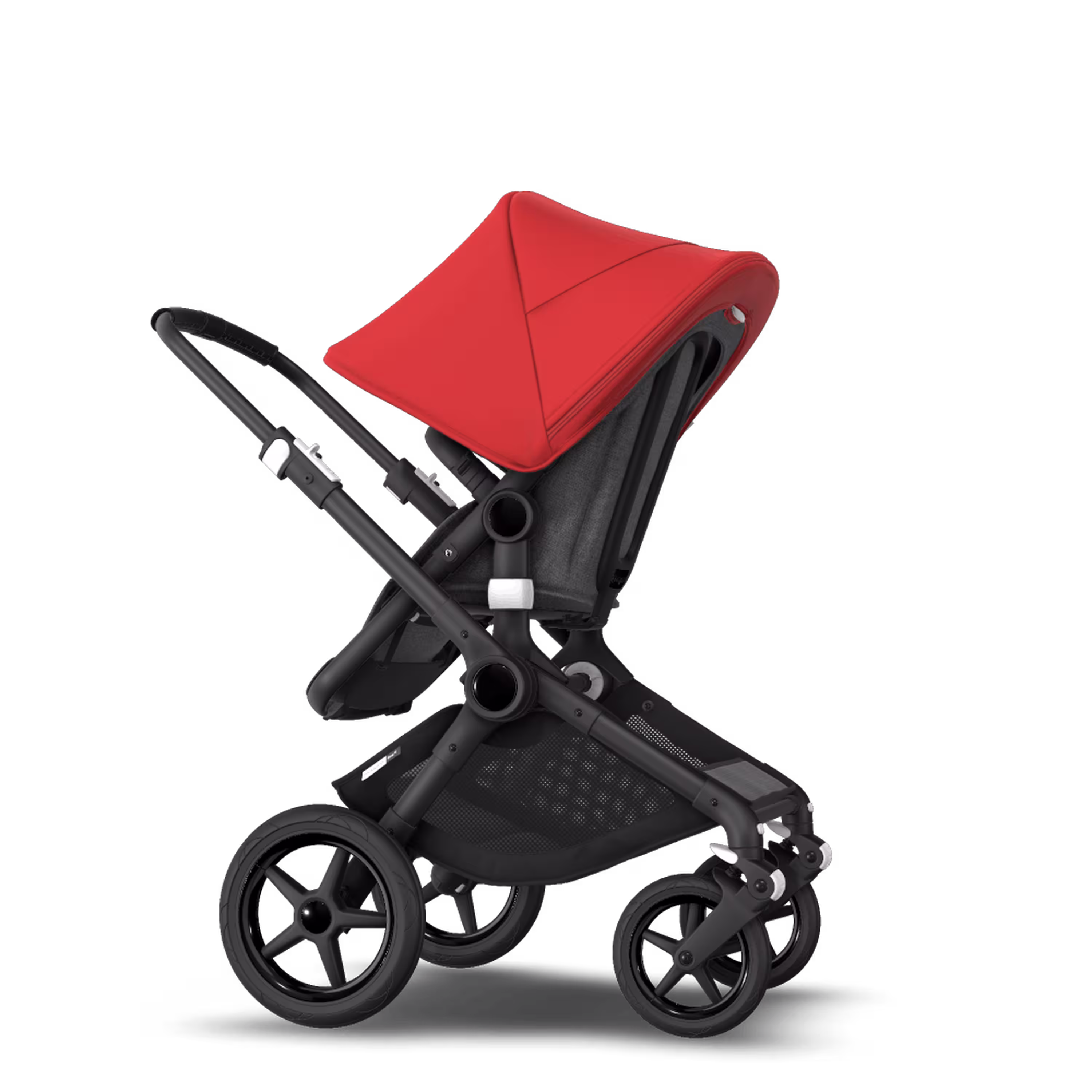 Bugaboo Fox 2 seat and bassinet stroller red sun canopy, grey melange fabrics, black base - Main Modal Image Slide 8 of 10