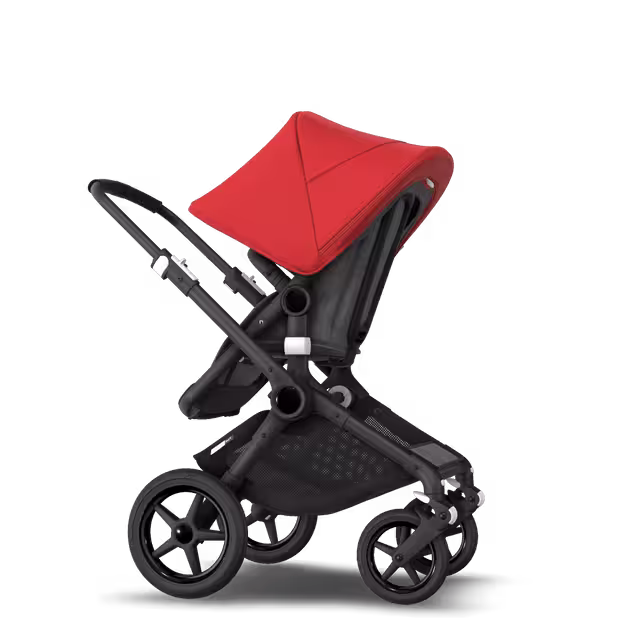 Bugaboo Fox 2 seat and bassinet stroller red sun canopy, grey melange fabrics, black base - Main Image Slide 8 of 10
