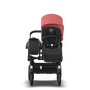 Bugaboo Donkey 5 Mono bassinet and seat stroller black base, midnight black fabrics, sunrise red sun canopy - Thumbnail Slide 4 van 13