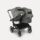 Bugaboo Donkey 5 Duo double stroller graphite base, grey mélange fabrics, forest green sun canopy