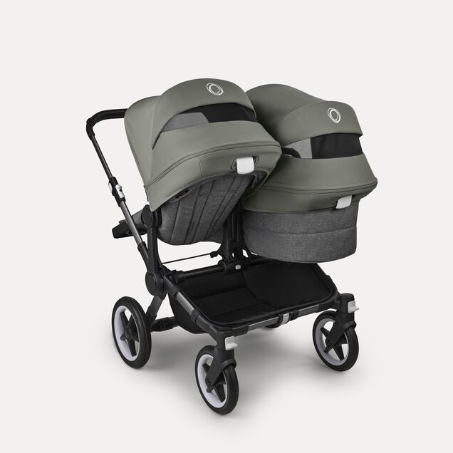 Bugaboo Donkey 5 Duo double stroller graphite base, grey mélange fabrics, forest green sun canopy - Main Image Slide 4 of 11