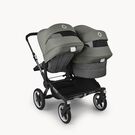 Bugaboo Donkey 5 Duo double stroller graphite base, grey mélange fabrics, forest green sun canopy