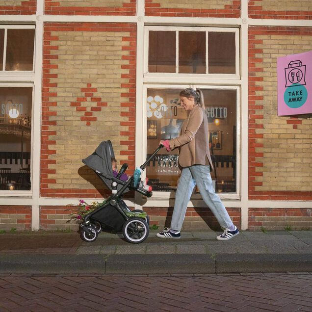 Bugaboo Lynx bassinet and seat stroller grey melange sun canopy, grey melange fabrics, black base - Main Image Slide 10 of 10