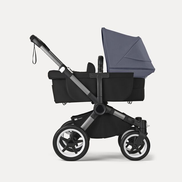 Bugaboo Donkey 5 Mono 2-in-1 stroller graphite base, midnight black fabrics, stormy blue sun canopy - Main Image Slide 3 of 12