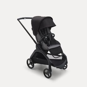 Bugaboo Dragonfly seat stroller black base, grey melange fabrics, midnight black sun canopy