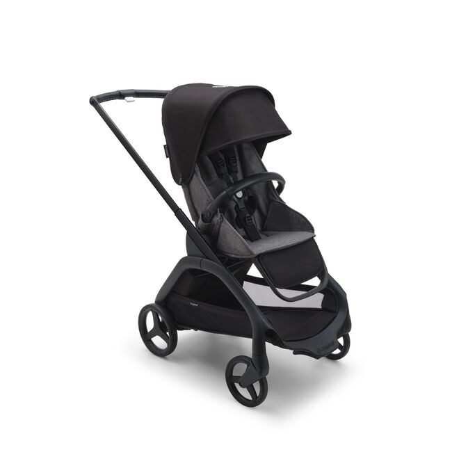 Bugaboo Dragonfly seat stroller with black chassis, grey melange fabrics and midnight black sun canopy. - Main Image Slide 1 of 18