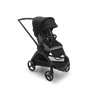 Bugaboo Dragonfly seat stroller with black chassis, grey melange fabrics and midnight black sun canopy. - Thumbnail Slide 1 of 18