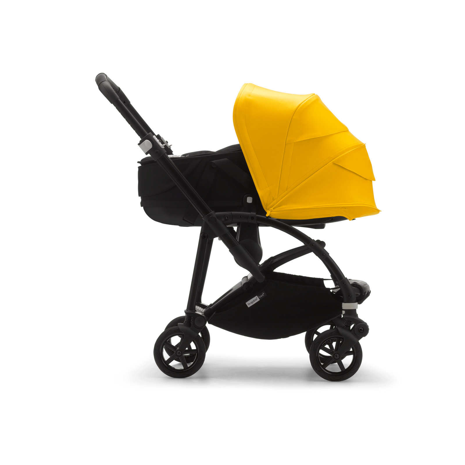 Bugaboo Bee 6 carrycot and seat pushchair Lemon yellow sun canopy