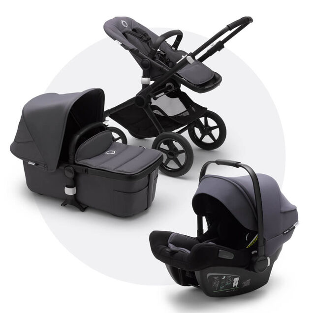 Bugaboo Fox 2 travel system steel blue sun canopy, steel blue fabrics, black base - Main Image Slide 1 of 15