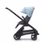 Side view of the Bugaboo Dragonfly seat stroller with black chassis, grey melange fabrics and skyline blue sun canopy. - Thumbnail Slide 2 of 16
