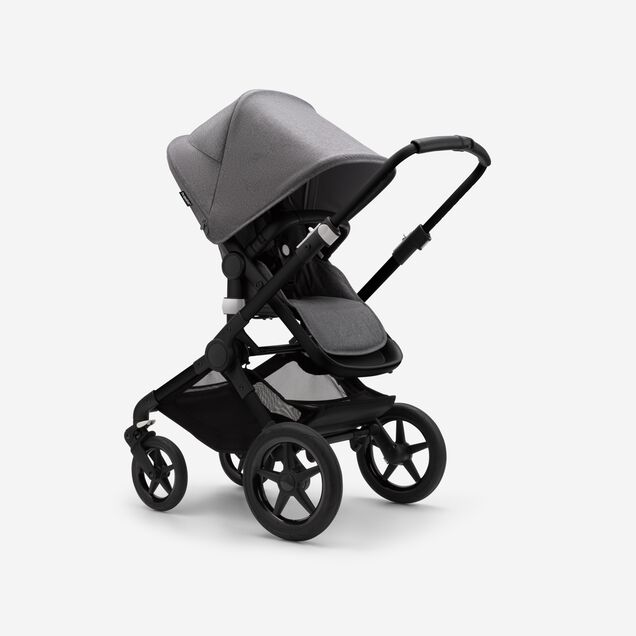 Bugaboo Fox 3 bassinet and seat stroller black base, grey melange fabrics, grey melange sun canopy - Main Image Slide 1 of 7