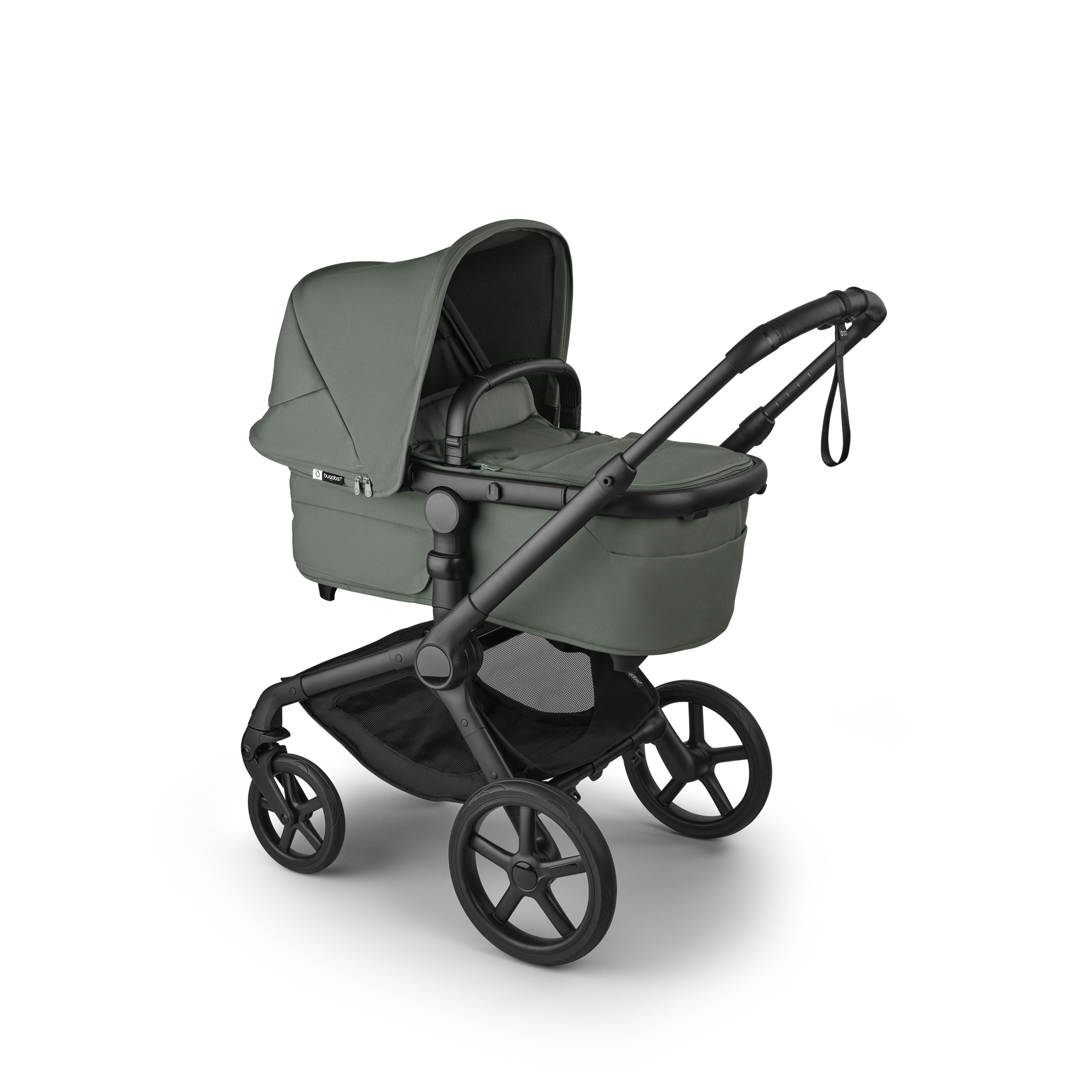 Bugaboo Fox 5 Renew 2-in-1 pram black base, forest green fabrics, forest green sun canopy - Thumbnail Slide 2 of 13
