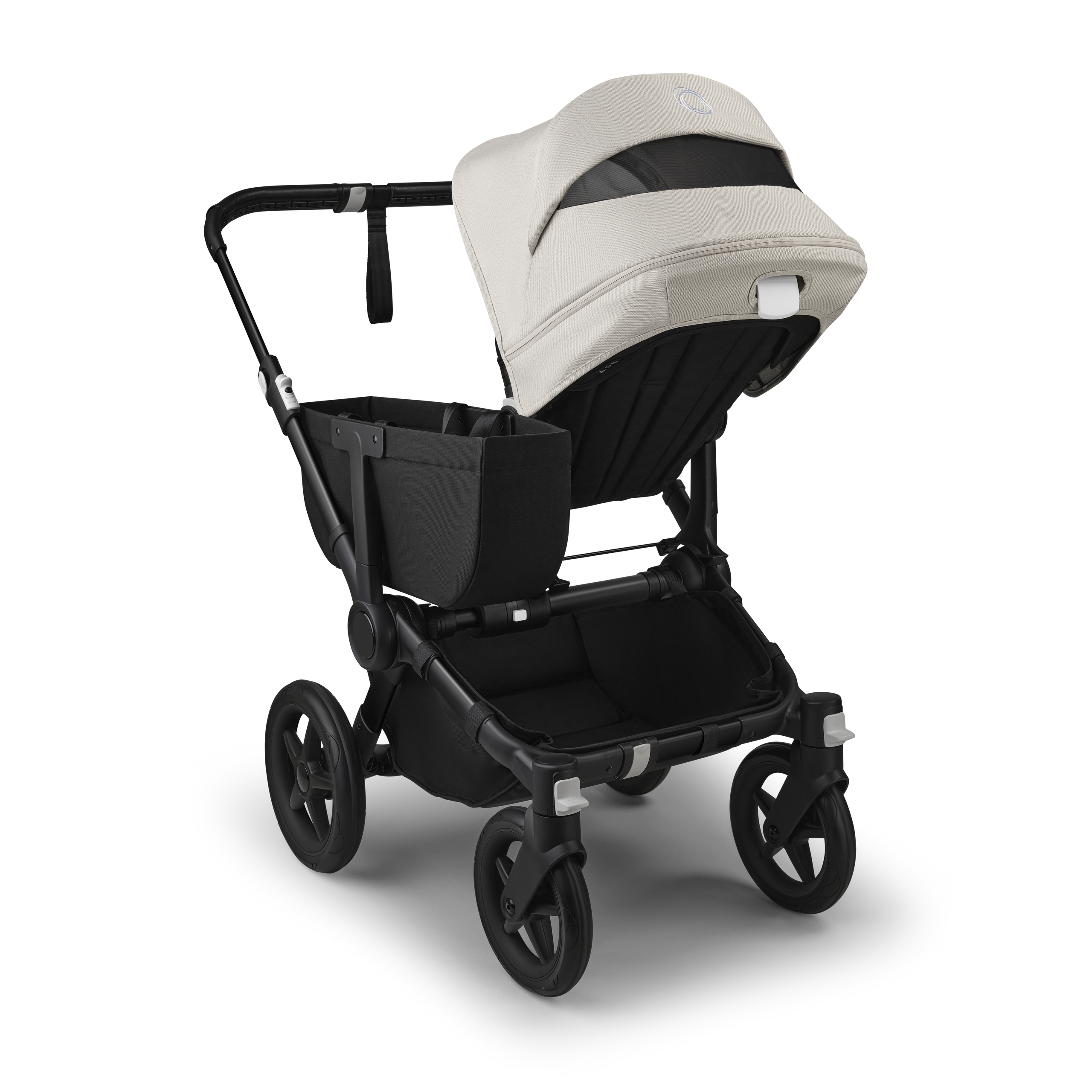 Bugaboo Donkey 5 Mono 2-in-1 stroller black base, midnight black fabrics, misty white sun canopy - Thumbnail Slide 4 of 11