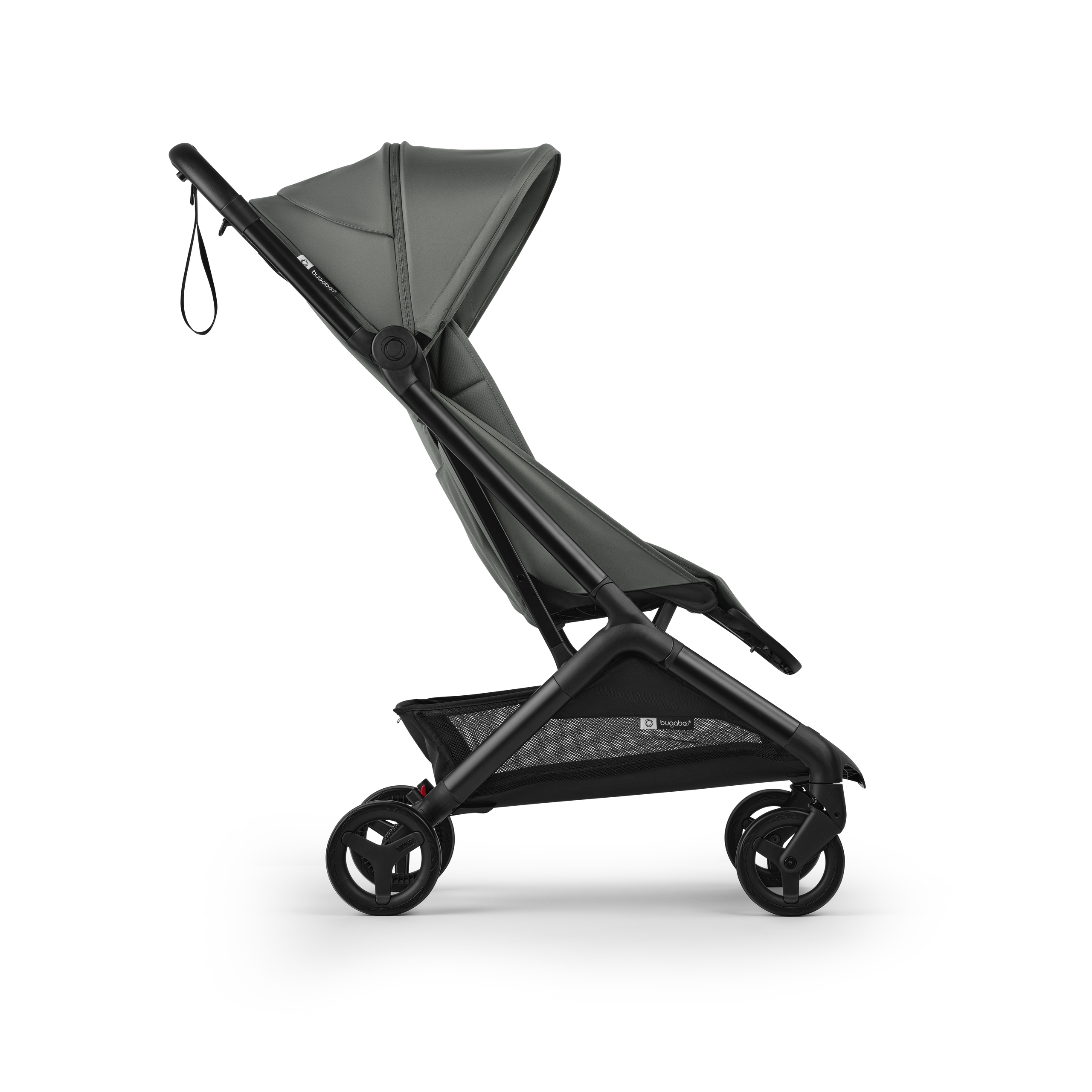 Bugaboo Butterfly 2 Plus travel pram black base, forest green fabrics, forest green sun canopy - Thumbnail Slide 2 of 12