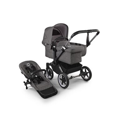 Bugaboo Donkey 5 Mono 2-in-1 stroller graphite base, grey mélange fabrics, grey mélange sun canopy