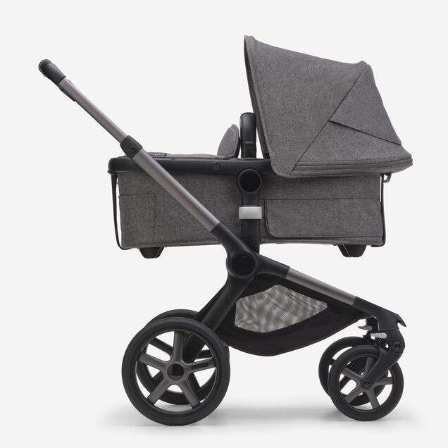 Bugaboo Fox 5 bassinet and seat stroller graphite base, grey melange fabrics, grey melange sun canopy - Main Image Slide 2 of 9