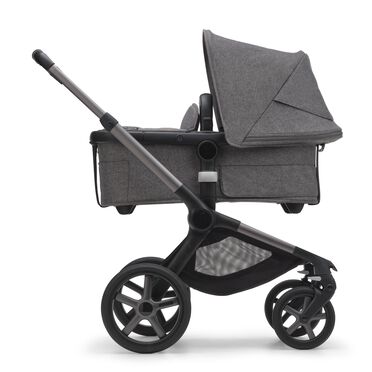 Bugaboo Fox 5 bassinet and seat stroller graphite base, grey melange fabrics, grey melange sun canopy - view 2