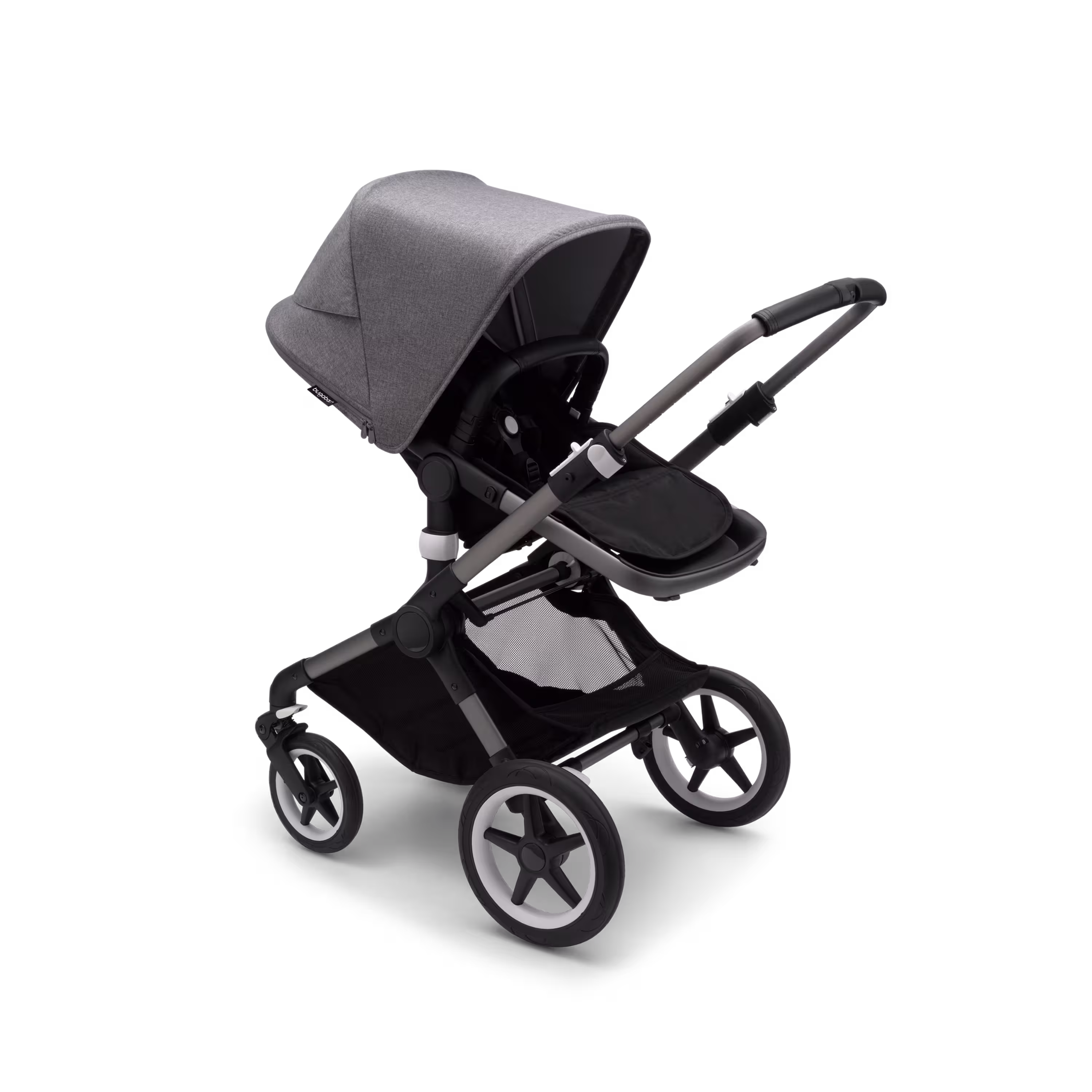 Bugaboo Fox 3 bassinet and seat stroller graphite base, midnight black fabrics, grey melange sun canopy - Main Modal Image Slide 6 of 7