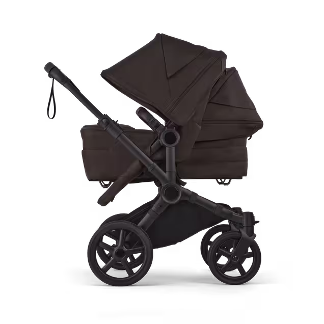 Bugaboo Donkey 6 double stroller black base, cocoa brown fabrics, cocoa brown sun canopy - Main Image Slide 3 of 9