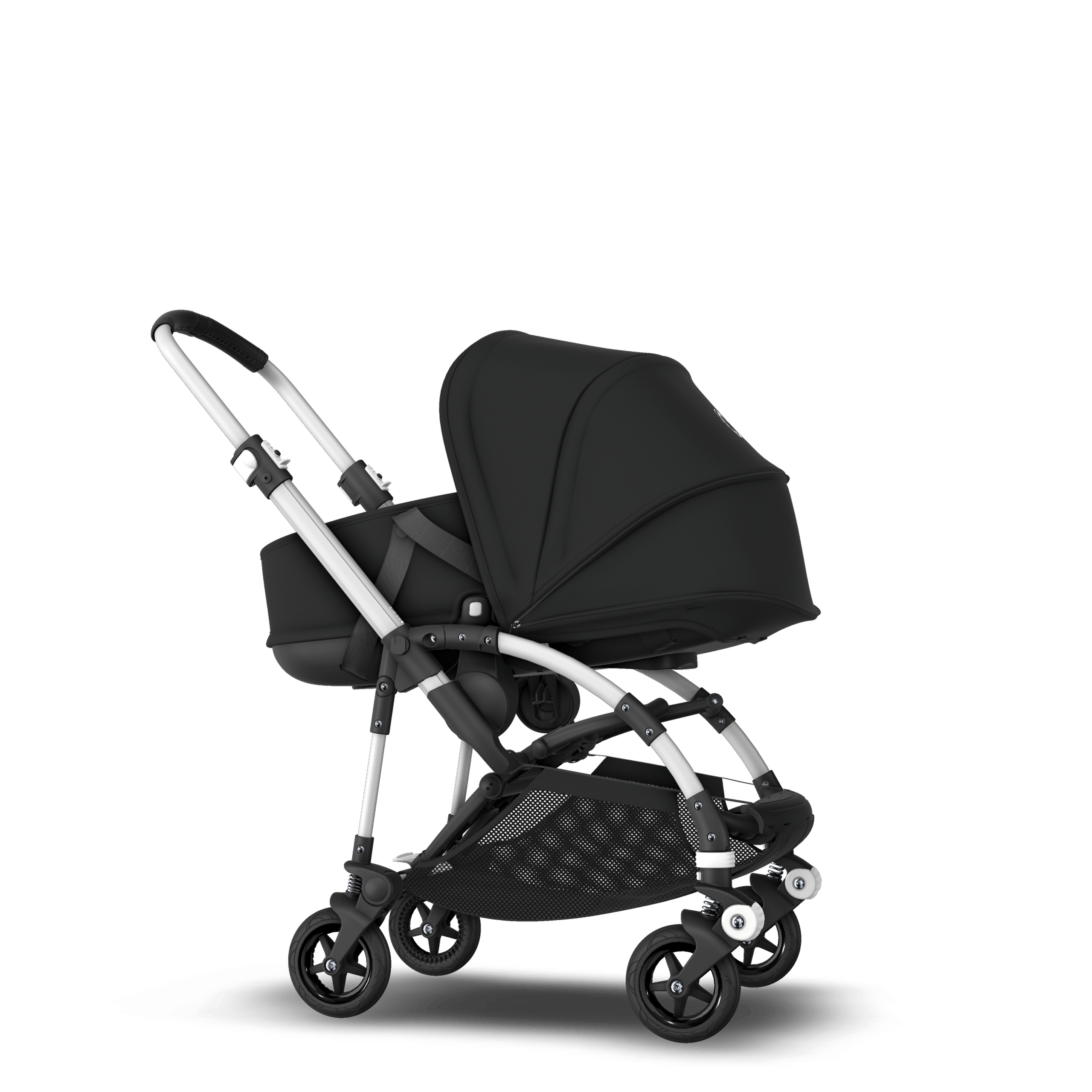 Bugaboo Bee 5 seat and bassinet stroller black sun canopy, black fabrics, aluminium base - Thumbnail Slide 4 of 6