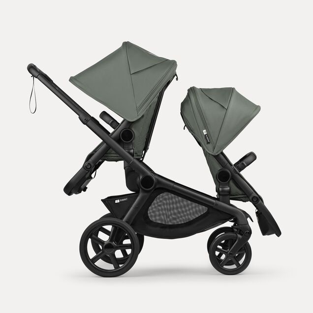 Bugaboo Kangaroo tandem pram black base, forest green fabrics, forest green sun canopy - Main Image Slide 4 of 12