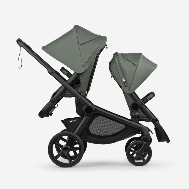 Bugaboo Kangaroo tandem pram black base, forest green fabrics, forest green sun canopy - Main Image Slide 4 of 12