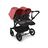 Bugaboo Donkey 5 twin stroller black base, grey mélange fabrics, sunrise red sun canopy - Thumbnail Slide 3 of 12