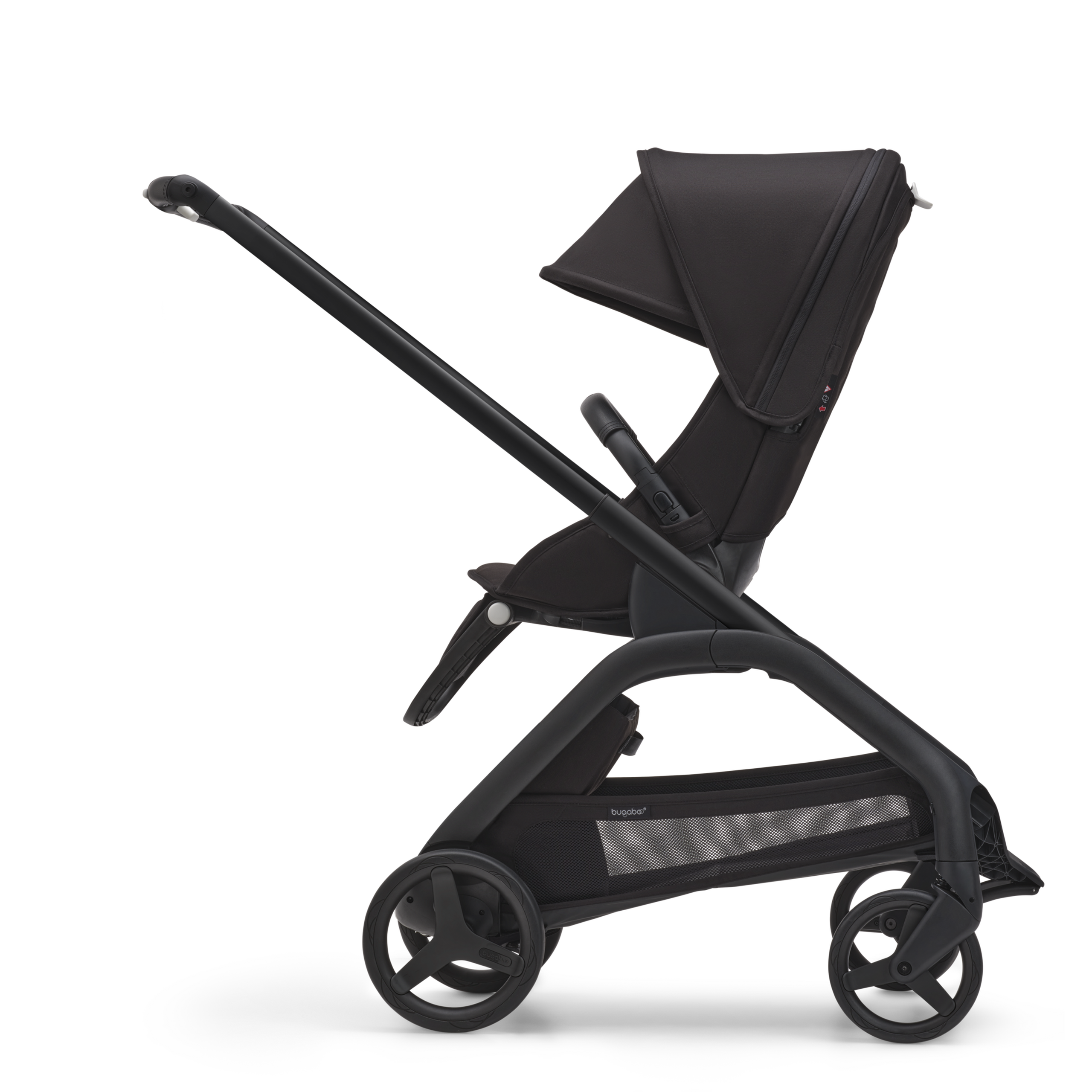 RBLU Bugaboo Dragonfly bassinet and seat stroller black base, midnight black fabrics, midnight black  sun canopy - Thumbnail Slide 2 van 10
