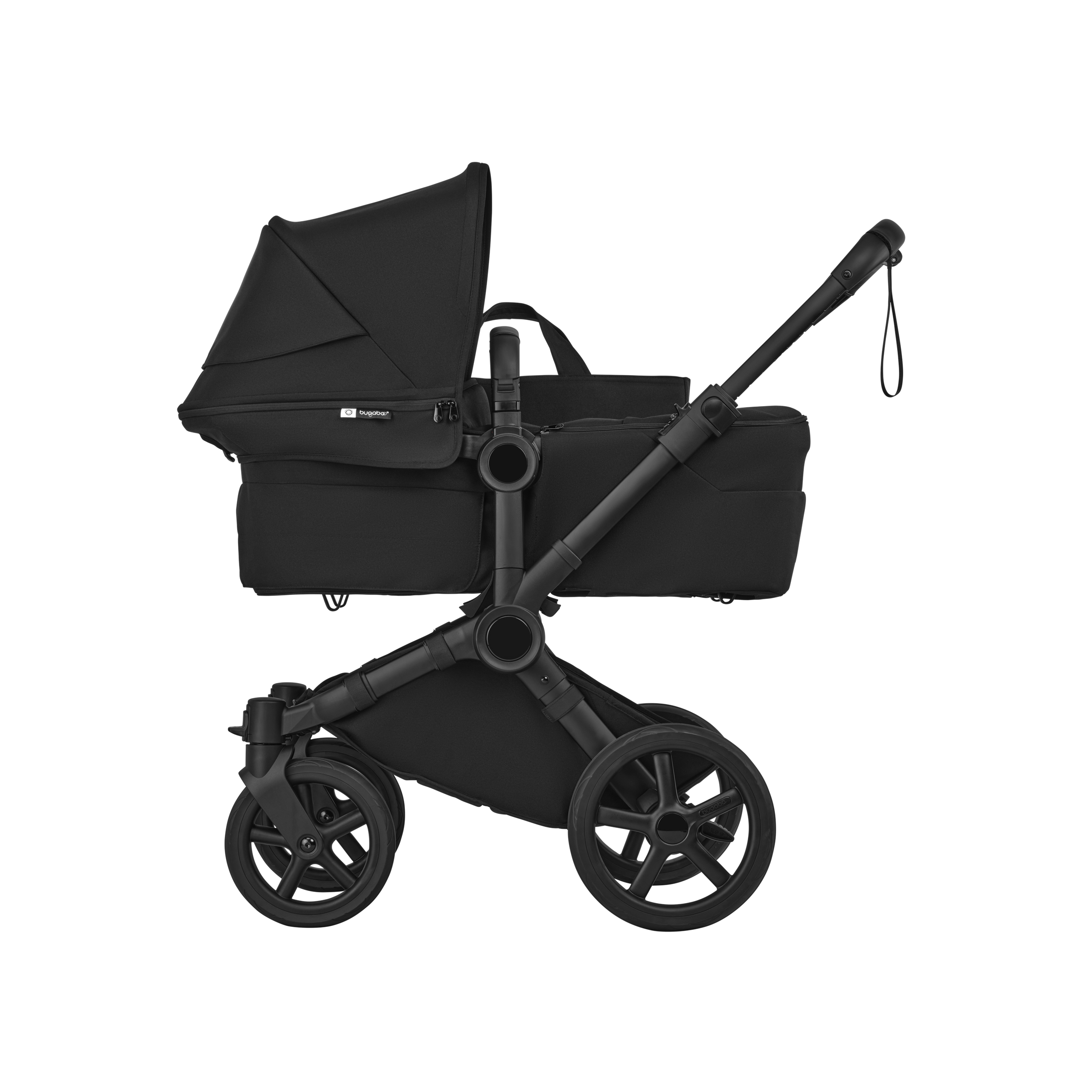Bugaboo Donkey 6 2-in-1  stroller black base, heritage black fabrics, heritage black sun canopy view 2 - Thumbnail Slide 2 of 10