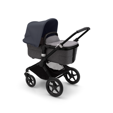 Bugaboo Fox 3 bassinet and seat stroller black base, grey melange fabrics, stormy blue sun canopy - view 2