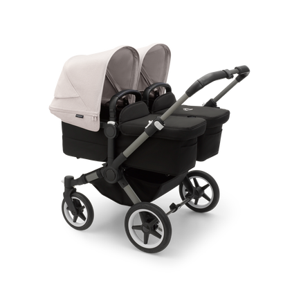 Bugaboo Donkey 5 Twin bassinet and seat stroller graphite base, midnight black fabrics, misty white sun canopy - view 1