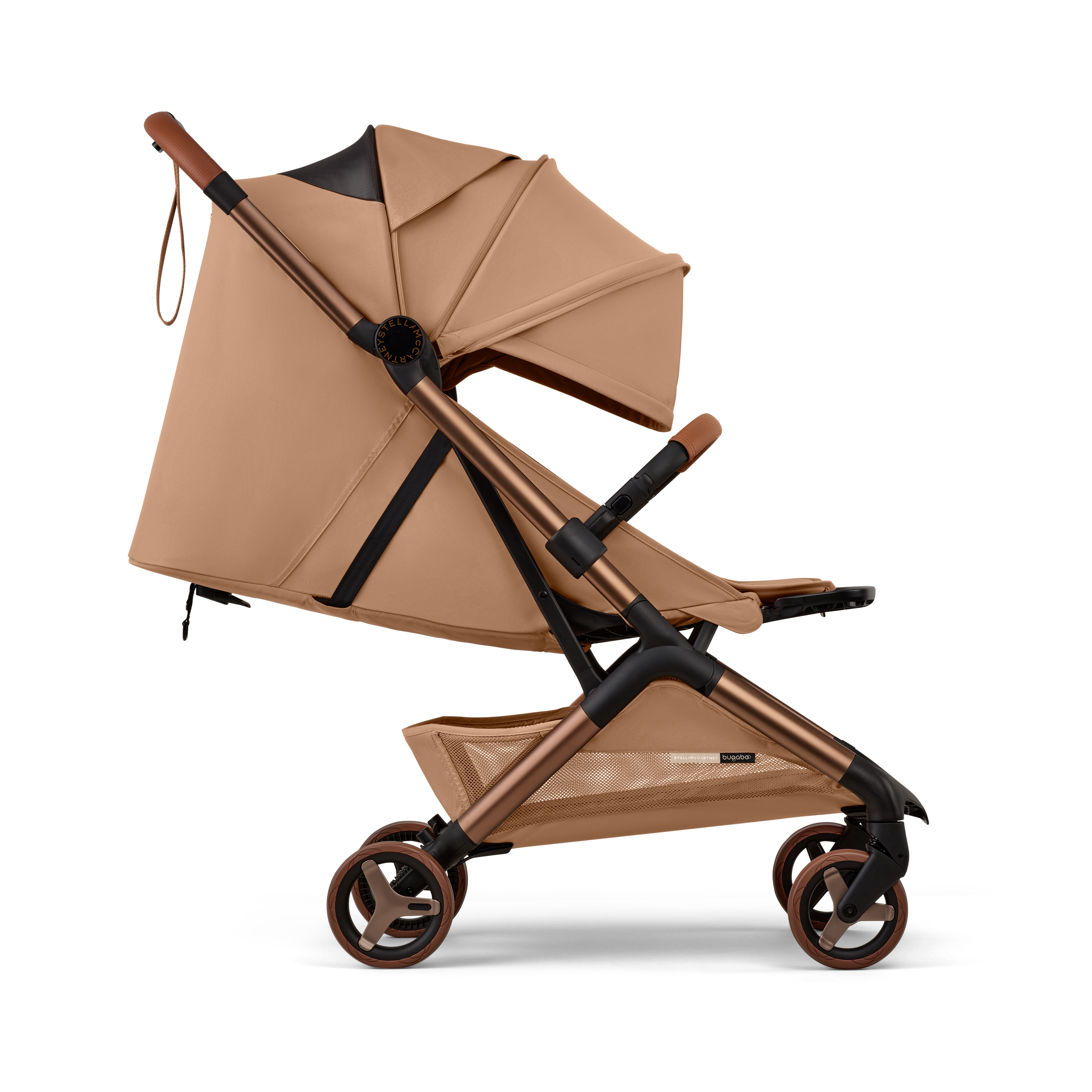 Bugaboo x Stella McCartney Butterfly 2 travel stroller tobacco brown base, tobacco brown fabrics, tobacco brown sun canopy - Thumbnail Slide 5 of 11