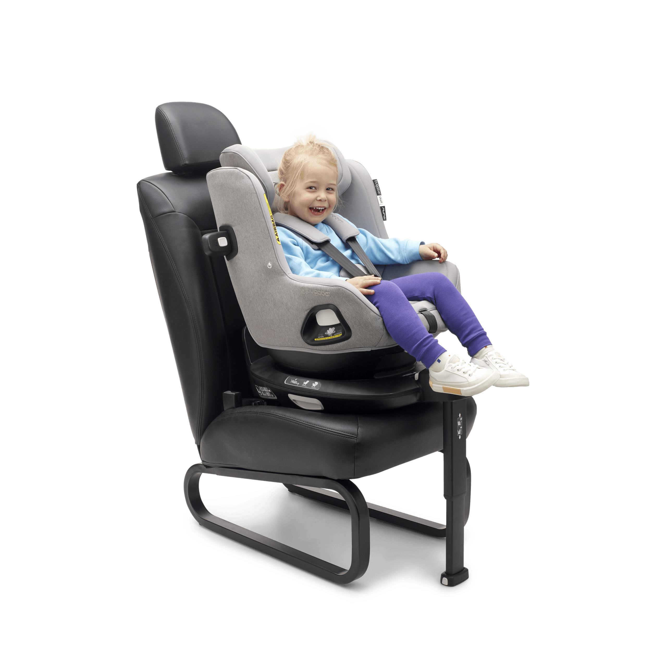 A happy toddler safely seated in the Bugaboo Owl by Nuna with 360 ISOFIX Base. - Thumbnail Slide 7 of 11