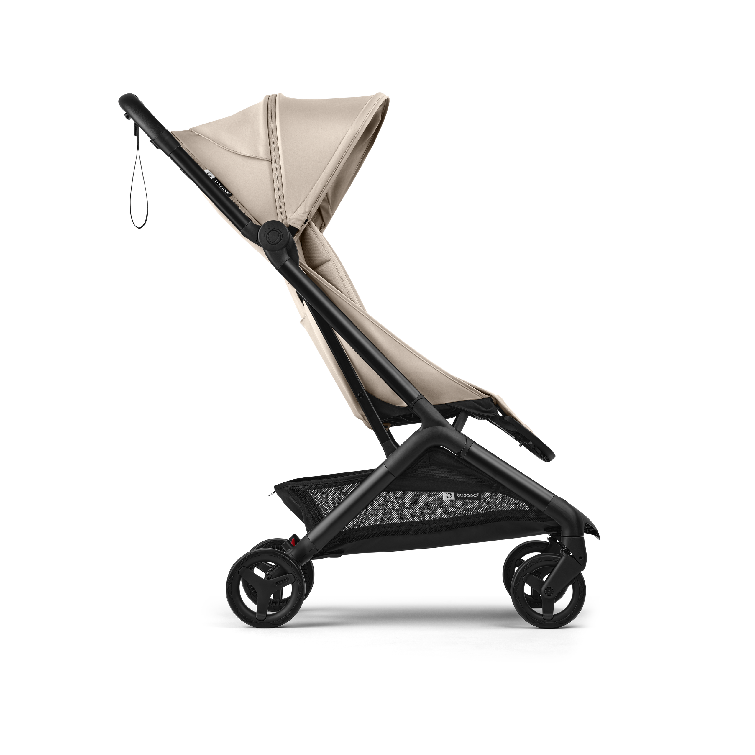 Bugaboo Butterfly 2 Plus travel pram black base, desert taupe fabrics, desert taupe sun canopy - Thumbnail Slide 2 of 12